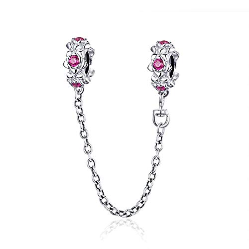 YASHUO Jewellery Herz-Sicherheitskette für Charm-Armband, Sterlingsilber, Abstandshalter, Stopper für Damen-Charm-Armbänder (Sicherheitskettenanhänger), Kristall von Yashuo