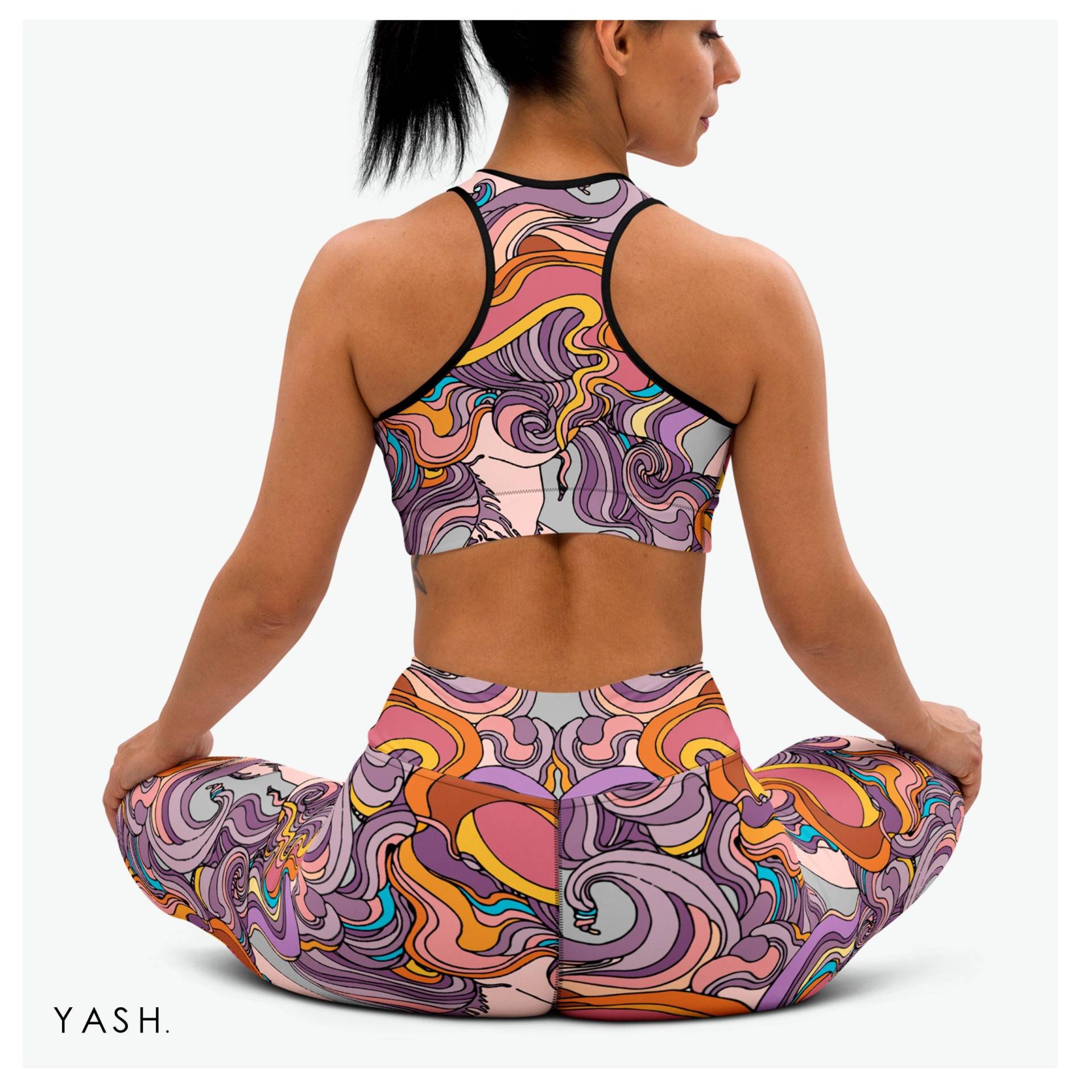 Sport Bh Mit Trippy Lila Print, Yoga Top, Bedruckter Bh, Komfortables & Unterstützendes Workout Top Für Frauen von YASHyoga