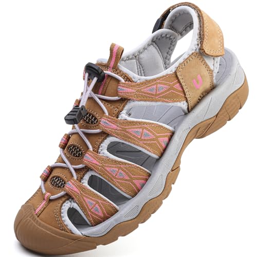 YASOWIN Damen Sport Wandern Sandalen Geschlossene Zehen Sommer Outdoor Athletic Walking Sandalen Abenteuer Leichte Bequeme Strandsandalen Wasserschuhe, Khaki Pink, 39.5 EU YASOWIN Damen Sport Wandern Sandalen Geschlossene Zehen Sommer Outdoor Athletic Walking Sandalen Abenteuer Leichte Bequeme Strandsandalen Wasserschuhe, Khaki Pink, 39.5 EU von YASOWIN