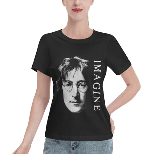 Damen Lennon Singer John Baumwolle T-Shirt Minimalist Druck Rundhals-Shirt Für Frauen Einfache Anpassung An Mehrere Szenarien des Pendelns Und Datings Schwarz S Damen Lennon Singer John Baumwolle T-Shirt Minimalist Druck Rundhals-Shirt Für Frauen Einfache Anpassung An Mehrere Szenarien des Pendelns Und Datings Schwarz S von YASTEN NAUIFAT