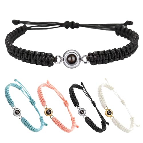 YATEDIY Personalised Projection Bracelet with Photo - Personaliseds Bracelet for Männer Und Frauen, armband mit bild Geeignet Gattin,Paare, Freunde, Mütter Und Jubiläumsgeschenke (thin wax rope) von YATEDIY