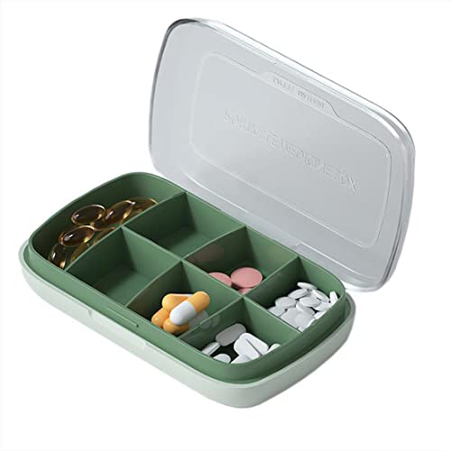 YATEICBC 1 Stück Tragbares Pillenetui, Pocket Daily Pill Case, Pill Organizer, Pill Reminder, Pill Case, Tablets, Vitamins, (7 Grid Green) von YATEICBC