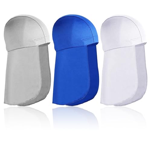 YATEICBC 3 Stück Barak Rafa Hut, Helmfutter mit Nackenschutz, kühlende Skull Cap, Sweat Cap mit Tail Sonnenschutz, Radfahren und Laufen Nackenschutz Cap, Männer Frauen von YATEICBC