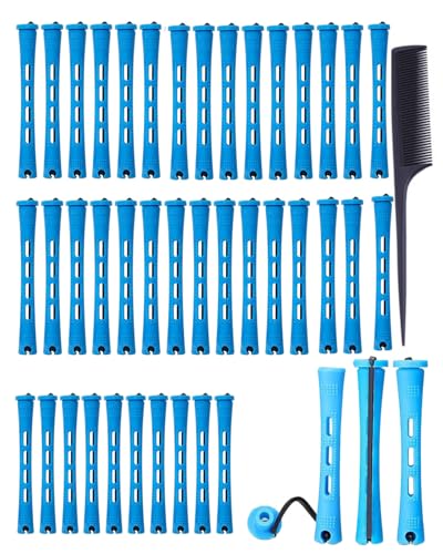 YATEICBC 40 Stück kleine Dauerwelle Lockenwickler, 0,35 Zoll Dauerwelle Set, blaue Lockenwickler klein, Kämme enthalten, Damen Lockenwickler, Locken Styling Tools YATEICBC 40 Stück kleine Dauerwelle Lockenwickler, 0,35 Zoll Dauerwelle Set, blaue Lockenwickler klein, Kämme enthalten, Damen Lockenwickler, Locken Styling Tools von YATEICBC