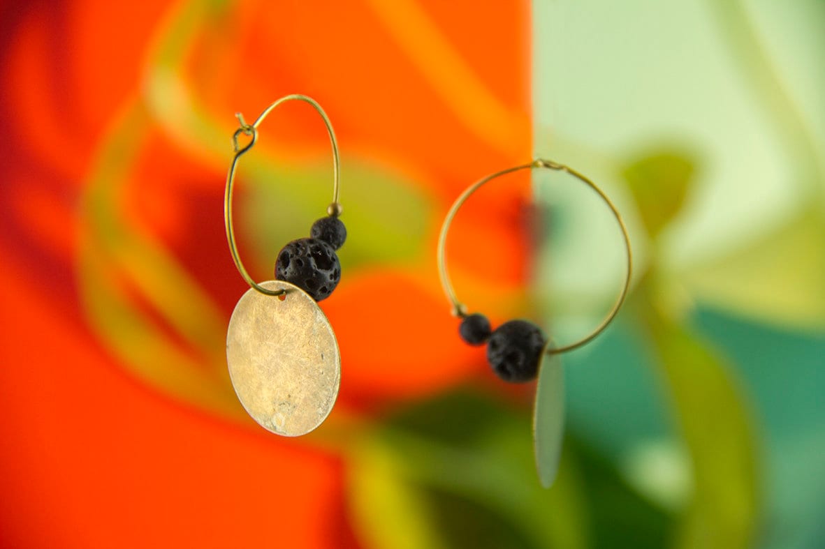 Sistema Solar Lava-steinen | Messing Ohrringe Kreolen Handgearbeitet Berlin von YATORA