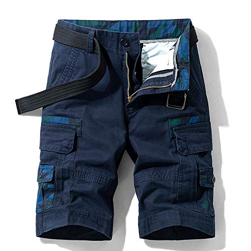 YAUTI Arbeitshosen Männer Kurz Camouflage Taktische Lose Arbeit Multi-Tasche Militär Outdoor-Sportbekleidung Sommer Baumwolle Cargo-Shorts-Bls1701Blue_28 von YAUTI