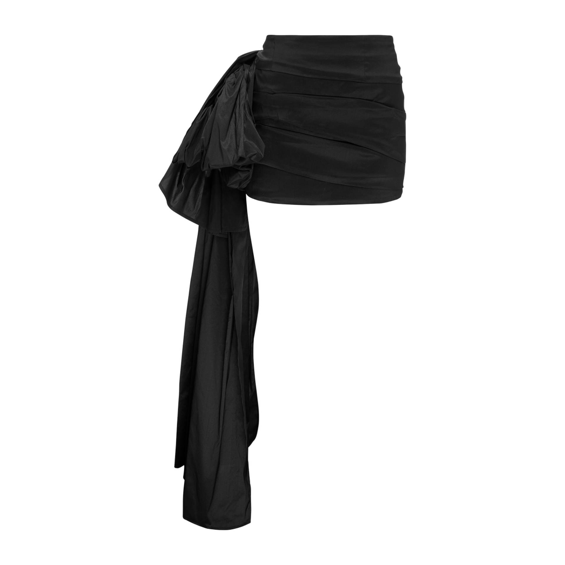 Draped Mini Skirt With A Sash - Black - M - YAVORSKA - Mini skirts von YAVORSKA