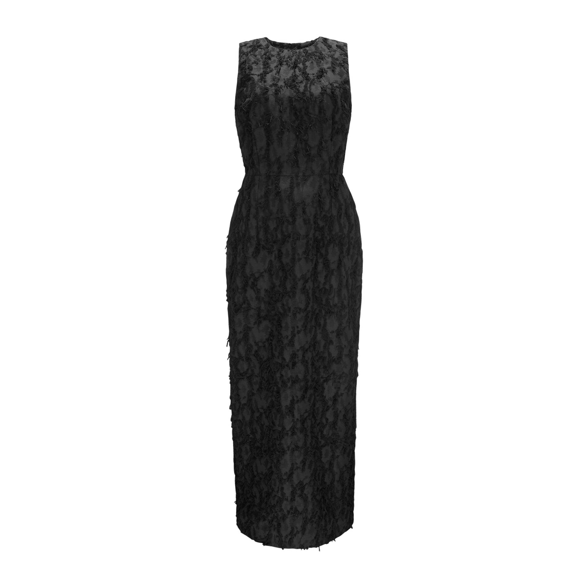 Fitted Dress With Brushed Details - Black - L - YAVORSKA - Midi dresses von YAVORSKA