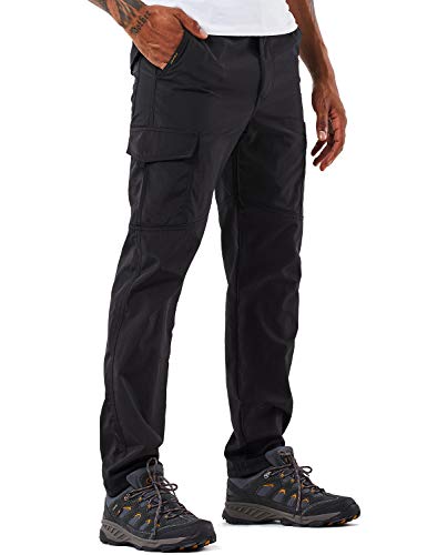 Herren Outdoor Wanderhose Leichte und Dicke Fleece Cargo Klettern Camping Ski Hose - Schwarz - XX-Large von YAWHO