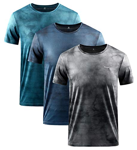 Herren Sport T-Shirt 1-3er Pack Kurzarm Rundhals Atmungsaktiv Schnelltrocknendes Funktionsshirt Laufshirt Fitnessshirt Trainingsshirt für Running Workout Bodybuilding (0228 3Pack, XL) von YAWHO