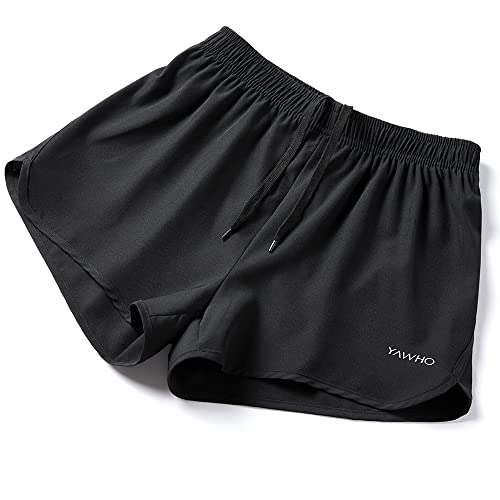 YAWHO Damen Laufshorts Sporthose Kurz Laufhose Trainingsshorts Sweatshorts Sport Kurze Jogginghose Sportshorts Schnelltrocknend Atmungsaktiv (80877, XL) von YAWHO