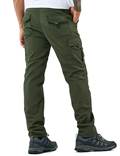 YAWHO Herren Softshellhose mit schnelltrocknendem,leichtem und dickem Fleece zum Klettern,Angeln,Camping X Groß 105 Grün von YAWHO