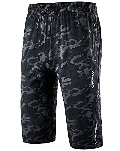 YAWHO Herren Sporthose Kurz Hose Laufshorts Trainingsshorts Schnelltrocknend mit Reißverschlusstasche/Jogging Hose für Workout,Laufsport,Fitness (Camouflage (1909), S) von YAWHO