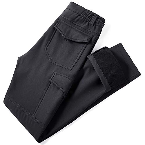 YAWHO Herren Wanderhose Outdoorhose Trekkinghose Softshellhose Funktionshose Cargohose/Schnell Trockend Wasserdicht Winddicht (Black 108, L) von YAWHO