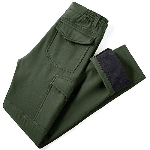 YAWHO Herren Wanderhose Outdoorhose Trekkinghose Softshellhose Funktionshose Cargohose/Schnell Trockend Wasserdicht Winddicht (Green 108, 2XL) von YAWHO