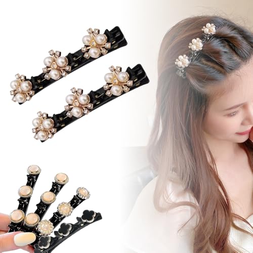 Funkelnde Kristallstein-geflochtene Haarspangen, 2024 neue geflochtene Haarspangen, kurze Haarspangen, Entenschnabel-Clips, geflochtene Haarspangen für Damen und Mädchen, Kristallstein-Haarspangen von YAWOTA