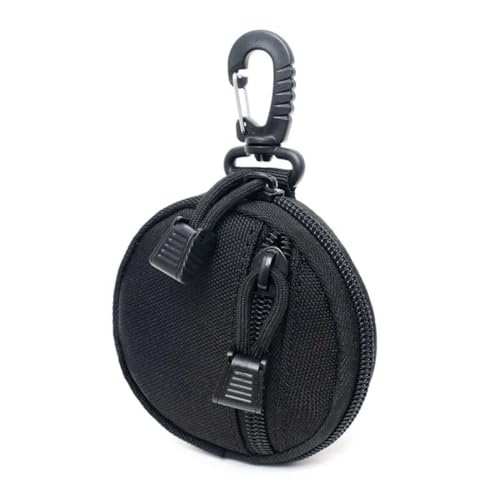 Münzbeutel, Münztasche, kleine Geldbörse mit Reißverschluss und Karabiner, Runde Geldbörse, Münzgeldbeutel Schlüsselanhänger Taschen, wasserdicht mit Neopren-Reißverschlusstasche, Schwarz von YAWOXIJ