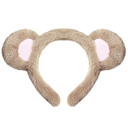 YAXAMING Halloween Bär Ohren Stirnband Braun Bär Ohren Haarreifen Tier Kopfschmuck Haarband Haarbänder Frauen Cosplay Urlaub Festival Parade Hochzeit Dress Up Geburtstag Party Zubehör Braun mit Rosa von YAXAMING