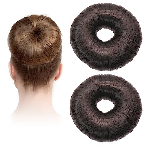 YAXIDAEVER 2 Stück Groß Dutt Haarteil Gelockt Haargummi,Messy Bun Haarteile,Hair Bun Maker Set,Haarschmuck einfach Scrunchie für Frauen von YAXIDAEVER