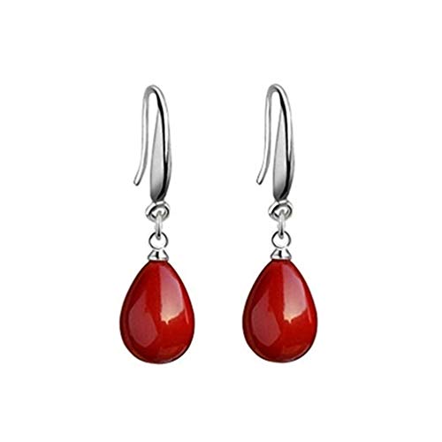 YAXUN Damen Rote Ohrringe 925 Sterling Silber Ohrhänger Rot Teardrop Muschel Perlen Ohrringe Set Schmuck Geschenke für Frauen Mädchen und Exquisite Schmuck Geschenkbox von YAXUN