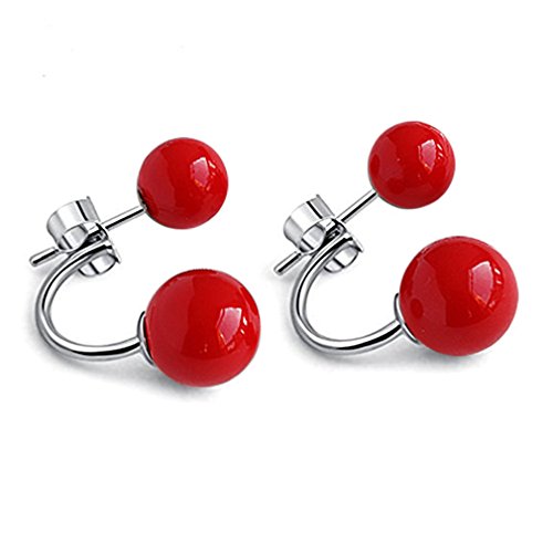 YAXUN Damen Rote Ohrringe 925 Sterling Silber Ohrstecker Halbrund Doppel Rot Natürliche Korallen Perlen Ohrringe Modeschmuck Für Frauen Mädchen YAXUN Damen Rote Ohrringe 925 Sterling Silber Ohrstecker Halbrund Doppel Rot Natürliche Korallen Perlen Ohrringe Modeschmuck Für Frauen Mädchen von YAXUN