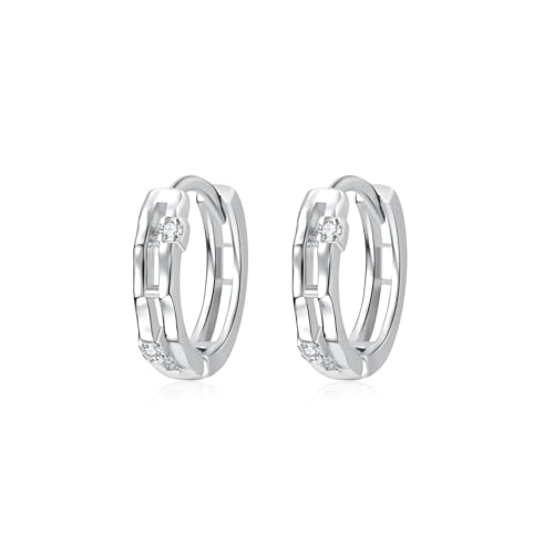 YAXUN Creolen Ohrringe für Damen aus 925 Sterling Silber, Hypoallergene kleine Creolen Huggie Ohrringe, geometrisches Schnittdesign mit 5A Zirkonia von YAXUN