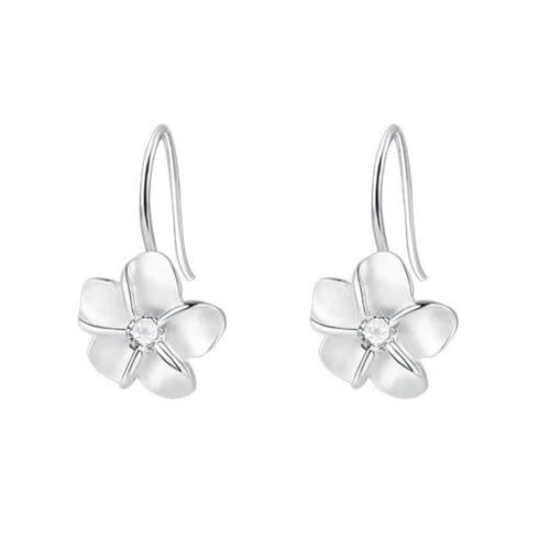 YAXUN Silber Blumen Ohrringe für Damen Mädchen - Silber Gänseblümchen Blume Kamelie baumeln Ohrhänger mit 5A Zirkonia von YAXUN