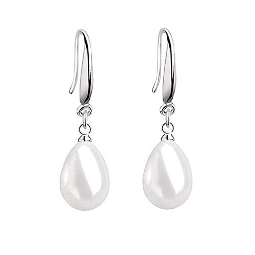 YAXUN Perlenohrringe Damen Ohrringe Ohrhänger Silber 925, Weiß Teardrop Muschel Perlen Tropfen Hängend Ohrringe, Schmuck Geschenke Für Frauen Mädchen, mit Exquisite Schmuck Geschenkbox von YAXUN