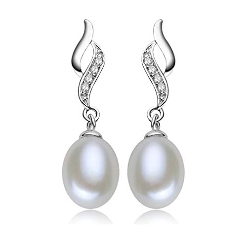 YAXUN Perlenohrringe Damen Ohrringe Ohrhänger Silber 925 Ohrstecker mit Funkelnden Zirkonia und 9mm Hochwertige Süßwasser-Zuchtperlen Ohrringe Perlen Schmuck Geschenke Für Frauen von YAXUN