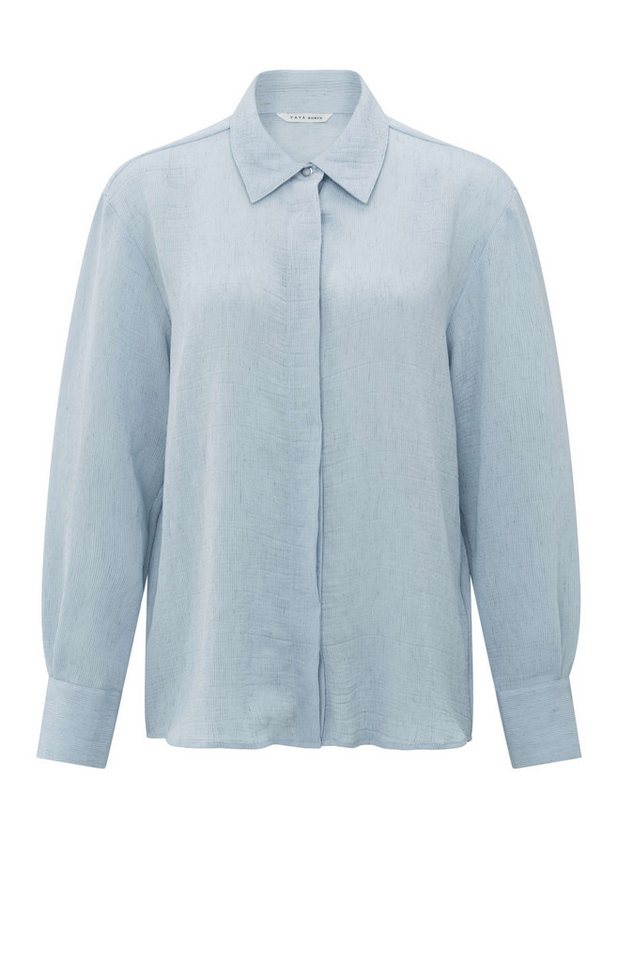 YAYA Kurzarmbluse Bluse mit Druckknöpfen Baby Blue von YAYA