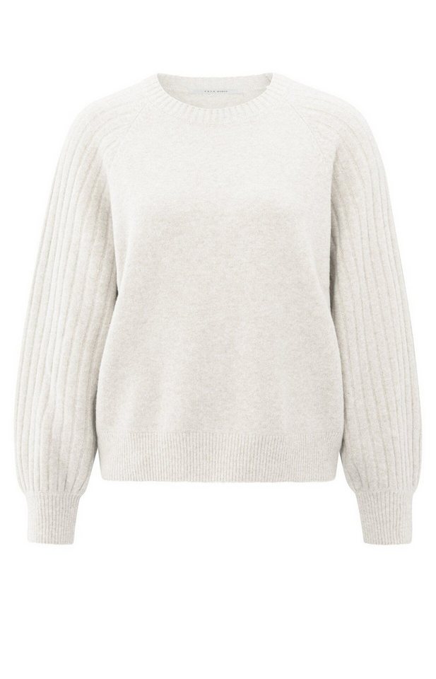 YAYA Rundhalspullover Pullover mit gerippten Ärmeln von YAYA
