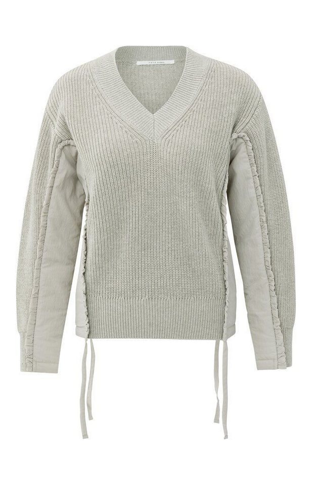 YAYA V-Ausschnitt-Pullover Pullover mit Einsätzen von YAYA