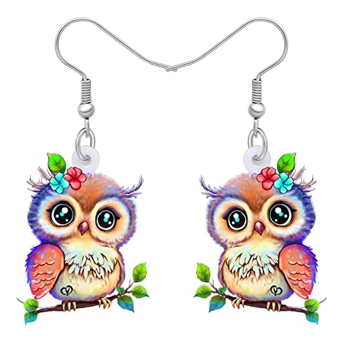 YAYAKO Acryl Anime Eule Ohrringe baumeln Frühling Sommer Schmuck Netter Vogel Ohrringe Geschenke für Frauen Mädchen (Mehrfarbig) von YAYAKO