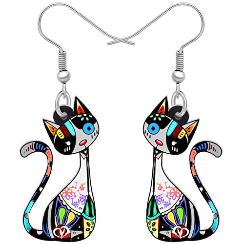 YAYAKO Acryl Anime Katze Ohrringe baumeln Charms niedlich Kätzchen Haustiere Katze Geschenke für Frauen Mädchen Katzenliebhaber Schmuck (Schwarz 108) von YAYAKO