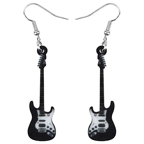 YAYAKO Acryl Bass Gitarre Ohrringe baumeln Statement Schmuck Violine Ohrringe für Frauen Mädchen Musik Geschenke Charms (Schwarz Guitar Ohrringe) von YAYAKO