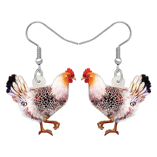 YAYAKO Acryl Henne Huhn Ohrringe Bauernhof Tiere Mode Schmuck Anime Huhn baumeln Ohrringe Geschenke für Frauen Mädchen (Weiß 483) von YAYAKO