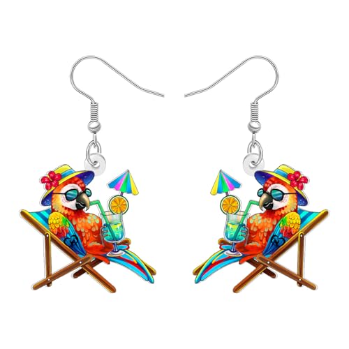 YAYAKO Acryl Lustiger Papagei Ohrringe Tropischer Vogel Sommer Strand Hawaii Schmuck für Frauen Margarita Zubehör Urlaub Party Geschenke (Bunt) von YAYAKO