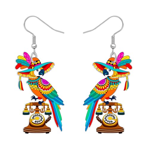YAYAKO Acryl Lustiger Papagei Ohrringe Tropischer Vogel Sommer Strand Hawaii Schmuck für Frauen Margarita Zubehör Urlaub Party Geschenke (Mehrfarbige) von YAYAKO