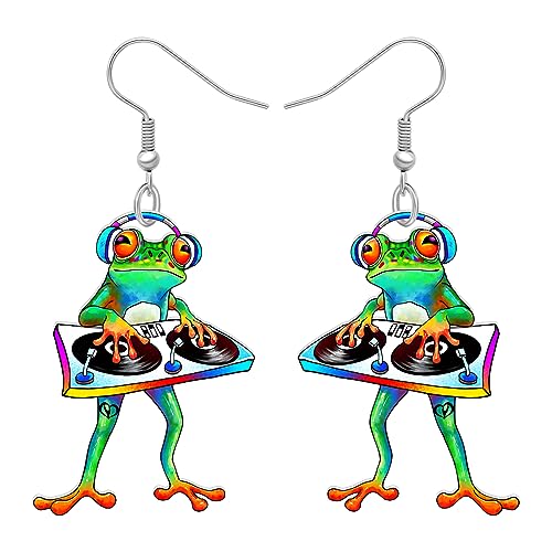 YAYAKO Acryl Neuheit Grün Frosch Ohrringe Baumeln Lustiges Design Schmuck Niedliche Tiere Geschenke für Frauen Mädchen Charms Zubehör (Hip Hop Frosch) von YAYAKO