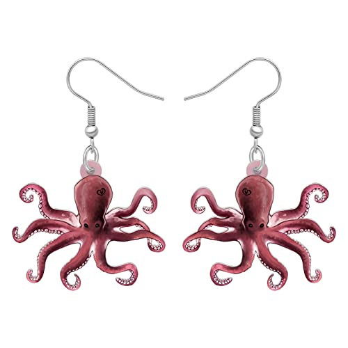 YAYAKO Acryl Quallen Ohrringe baumeln Schmuck Krabbe Oktopus Wal Schildkröte Ohrringe für Frauen Mädchen Meer Tiere Sommer Geschenke (Oktopus Ohrringe Braun 397) von YAYAKO