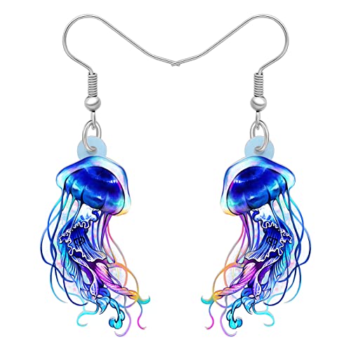 YAYAKO Acryl Quallen Ohrringe baumeln Schmuck Krabbe Oktopus Wal Schildkröte Ohrringe für Frauen Mädchen Meer Tiere Sommer Geschenke (Quallen Ohrringe Blau 382) von YAYAKO