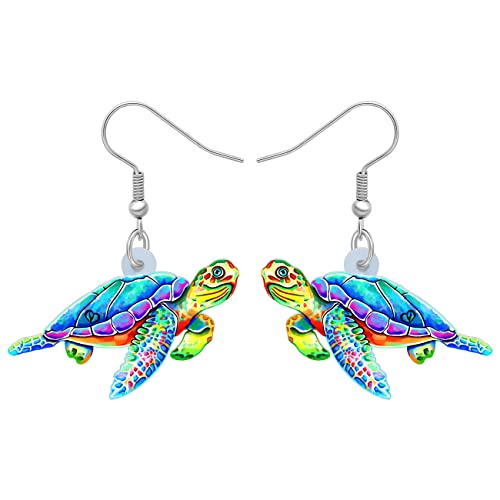 YAYAKO Acryl Quallen Ohrringe baumeln Schmuck Krabbe Oktopus Wal Schildkröte Ohrringe für Frauen Mädchen Meer Tiere Sommer Geschenke (Schildkröte Ohrringe Blau) von YAYAKO