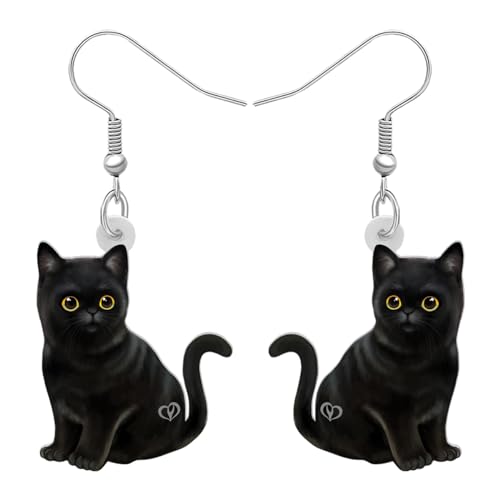 YAYAKO Acryl Schwarz Katze Ohrringe baumeln Drop niedlich Kätzchen Charms Katze Geschenke für Frauen Mädchen Liebhaber Partei Schmuck (Schwarz C) von YAYAKO