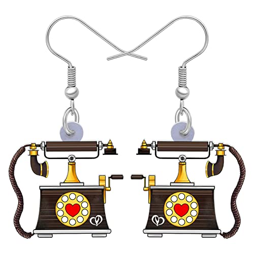 YAYAKO Acryl Vintage Ohrringe baumeln Schmuck Vintage Themed Aussage Ohrringe für Frauen Mädchen Herz Nostalgie Geschenke (Telefon Ohrringe) von YAYAKO