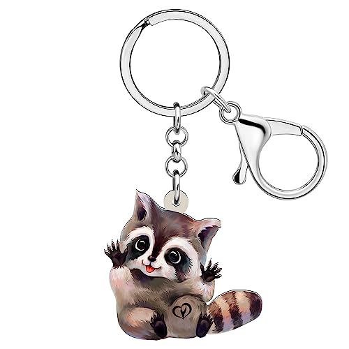 YAYAKO Acryl Waschbär Schlüsselanhänger Tier Schlüsselanhänger Waschbär Geschenk für Frauen Mädchen Handtasche Charms Rucksack Autoschlüssel Zubehör (Braun) von YAYAKO