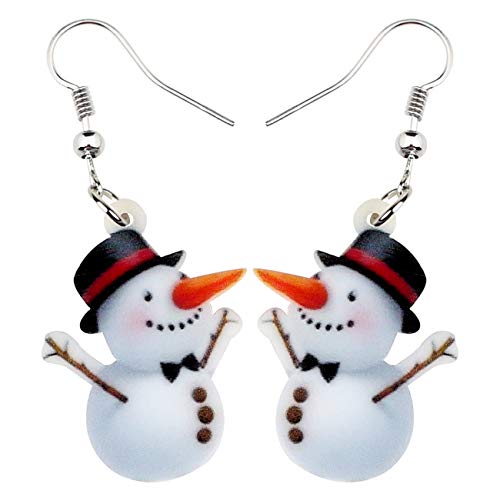 YAYAKO Acryl Weihnachten Schneemann Ohrringe Baumeln Charms Cute Schal Schneemann Geschenke für Frauen Mädchen Schmuck Party Dekorationen (Schwarzer Weiß) von YAYAKO