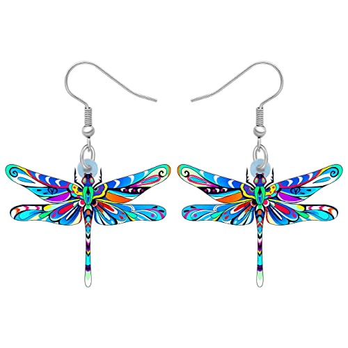 YAYAKO Acryl florale Libelle Ohrringe baumeln Charms Insekt Libelle Ohrringe für Frauen Mädchen Frühling Sommer Schmuck (Blau 304) von YAYAKO