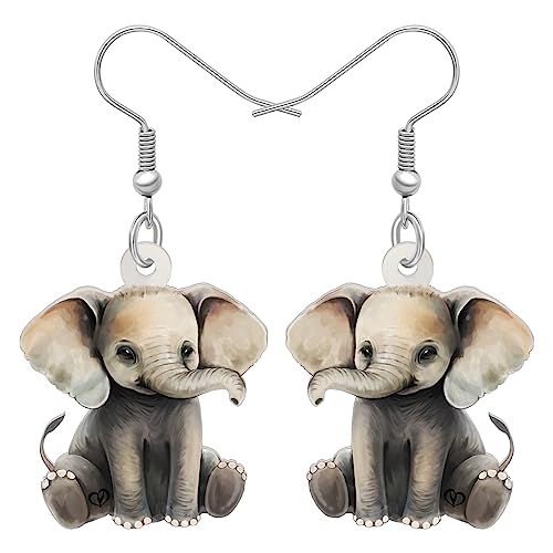 YAYAKO Acryl niedlich Elefant Ohrringe baumeln Schmuck Anime Elefant Geschenke für Frauen Mädchen Charms (Braun) von YAYAKO