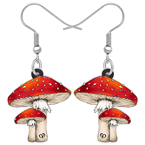 YAYAKO Anime Pilz Ohrringe Acryl Baumeln Tropfen Schmuck Erklärung Ohrringe für Frauen Mädchen Charms Dnte Pilz Geschenke (Rot) von YAYAKO