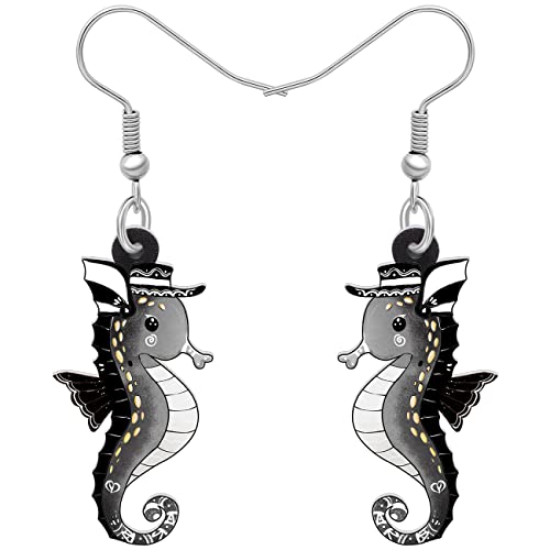 YAYAKO Anime Seepferdchen Ohrringe Baumeln Modeschmuck Acryl Hippocampus Ohrringe für Frauen Mädchen Ozean Geschenke (Schwarz 110) von YAYAKO